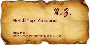 Mohápp Zotmund névjegykártya